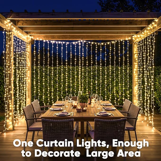 suddus 900 LED Christmas String Lights Outdoor, 9.8x29.5ft Curtain Light Plug in - Image 4