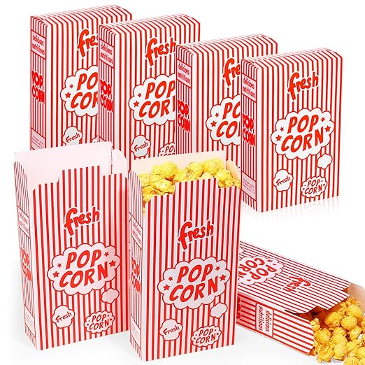 Dualshine 200 Pack Popcorn Boxes, 1.25 oz Paper Popcorn Containers by Dualshine