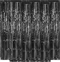 5 Pack Black Fringe Backdrop 3.2ft x 8.2ft Foil Curtain Tinsel Streamers by Ohiyoo