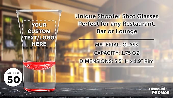 Custom 2 oz. Lord Shooter Etched Shot Glasses, 50 pack, Personalized Text - Image 4
