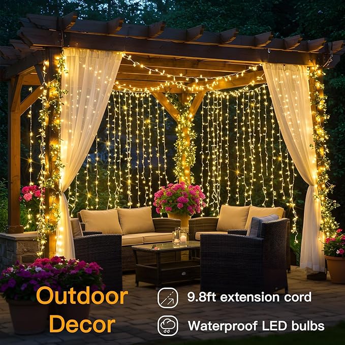 suddus Curtain Lights for Bedroom, 200 Led Hanging String Light Outdoor - Image 8