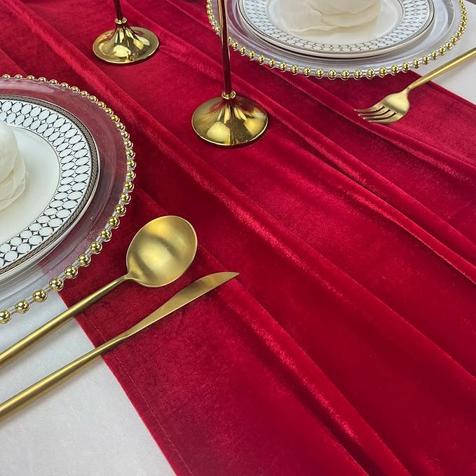 Velvet Table Runner, 10ft Luxurious Wedding Reception Decorations Soft Velvet - Image 8