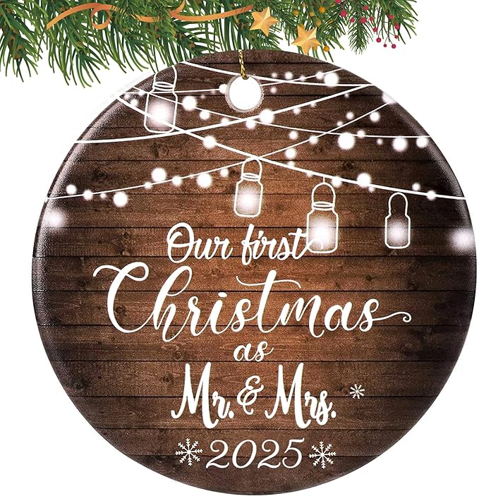 Wedding Gifts for Couples 2025, First Married Christmas Ornament, Mr and Mrs by Olicard