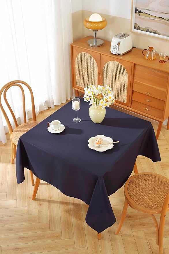 Craft And Party Square Tablecloth, 54 x 54 Inch Navy Blue Tablecloth, Polyester - Image 2