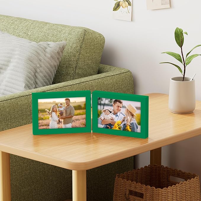decorUhome Double 6x4 Picture Frame Horizontal, Engineered Wood Bifold Photo - Image 2