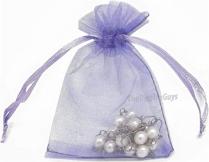 TheDisplayGuys 100-Pack XS 2 x 2 3/4" Lavender Sheer Organza Gift Bags - Image 6