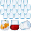 Suclain Plastic Wine Glasses Ribbed Stemless Wine Glasses 14oz Vertical Design by Suclain
