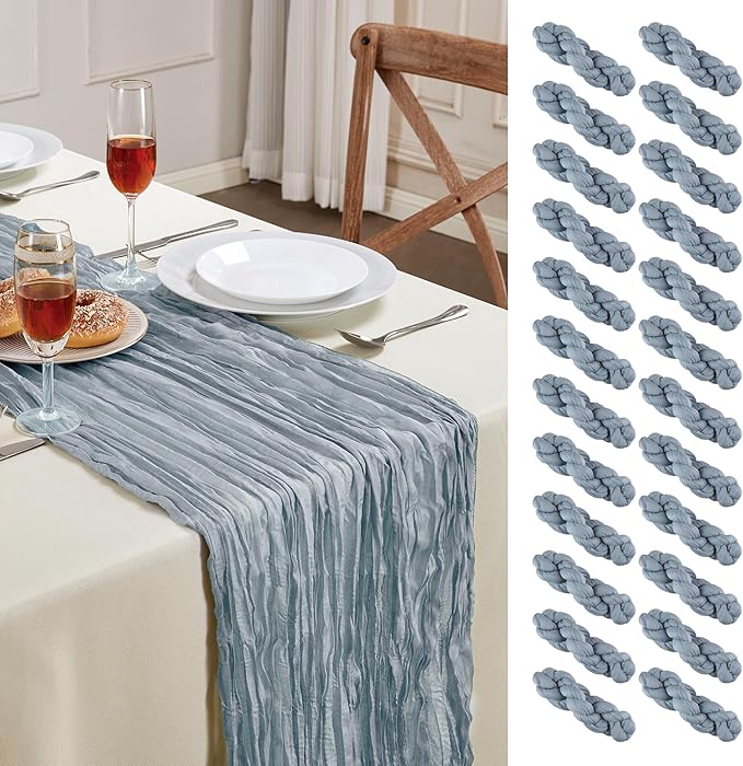 24 Pack Dusty Blue Cheesecloth Table Runner 10FT Long Boho Gauze Table Runner by AGIRL