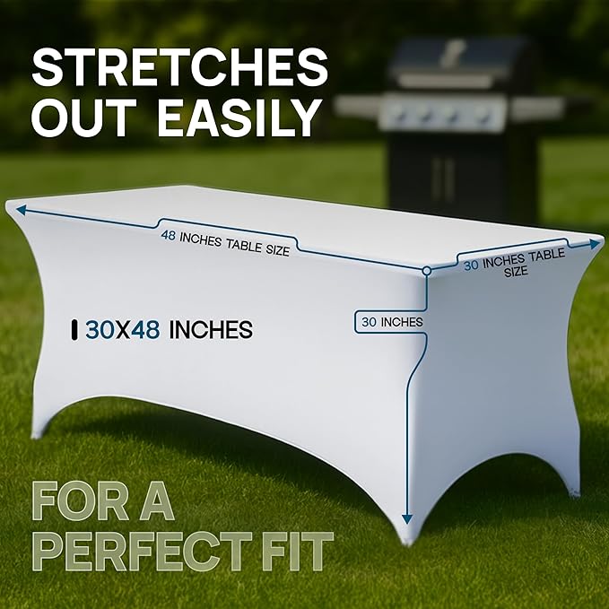 Stretch Spandex Table Covers 4FT, Stretchy Wrinkle Resistant Folding Table Cover - Image 2