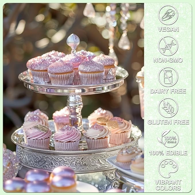 Iridescent Green Edible Glitter - 5g Food Grade Cake Decorating Shimmering - Image 3
