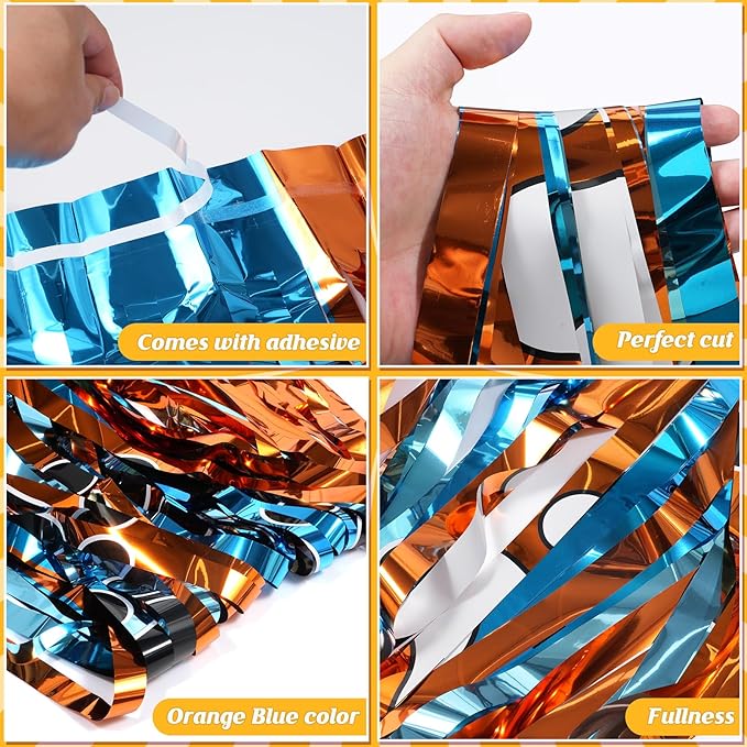 2 Pack 3.3X6.6Ft Blue Dog Foil Fringe Curtains Backdrop Decorations - Image 4