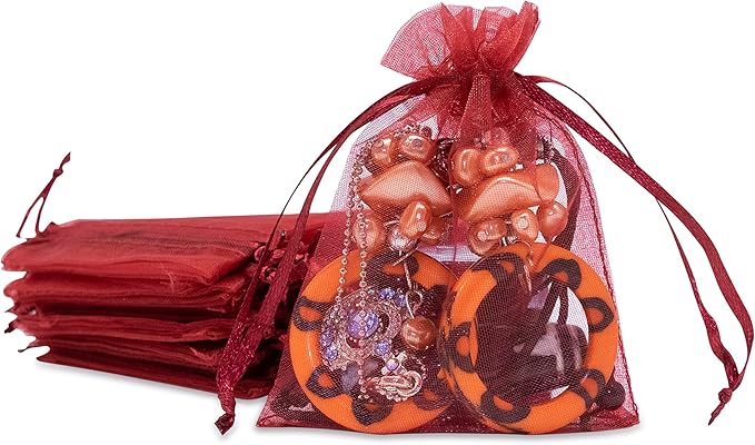 TheDisplayGuys 48-Pack 3x4 Maroon Sheer Organza Gift Bags by TheDisplayGuys