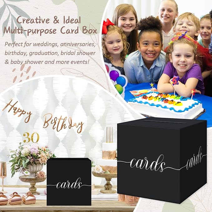 QIKSION Black Wedding Card Box, Wedding Reception, Graduation, Baby Shower - Image 6