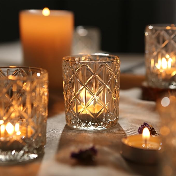 48 Pack Clear Votive Candle Holders, Vintage Glass Candle Holder - Image 4