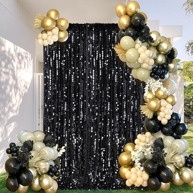 Black Sequin Backdrop Curtains 4ftx8ft Halloween Glitter Backdrop Drapes Big - Image 7