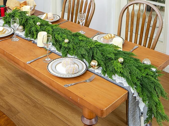 6FT Extra Full Christmas Garland Faux Cypress Pine Cedar Garland Realistic - Image 2