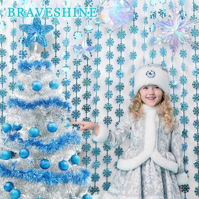 BRAVESHINE Blue Party Snowflake Backdrop - Image 4