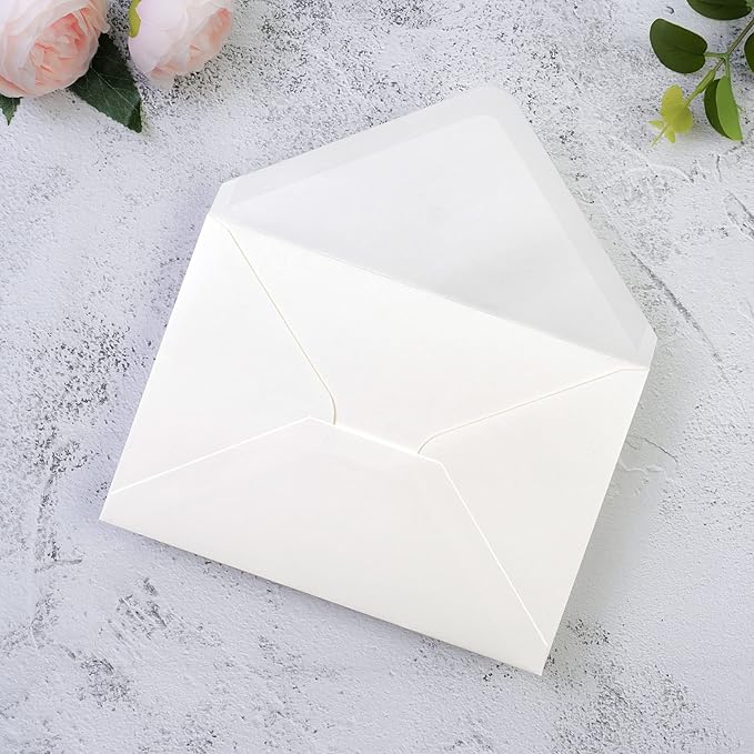 PONATIA 50 PCS/Pack A7 Envelopes, 5.25 x 7.25'' Sparkle Ivory Envelope - Image 4