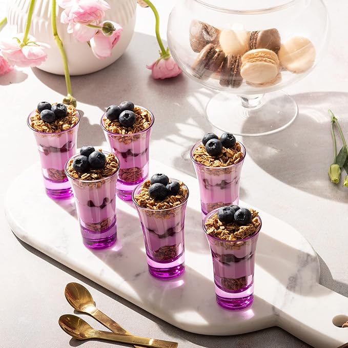 M&N HOME Purple Ombre Shot Glasses, 2 Oz Set of 6 Colored Shot Glasses - Image 2