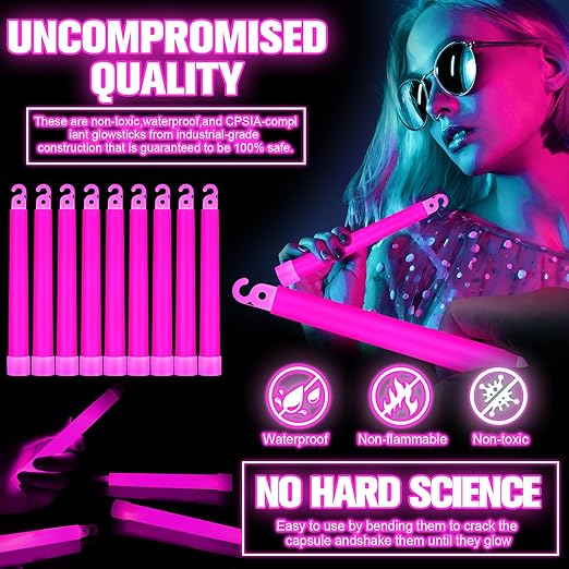 Sotiff 48 Pcs Bright 6 Inch Large Glow Sticks Bulk Emergency Glow in The Dark - Image 4
