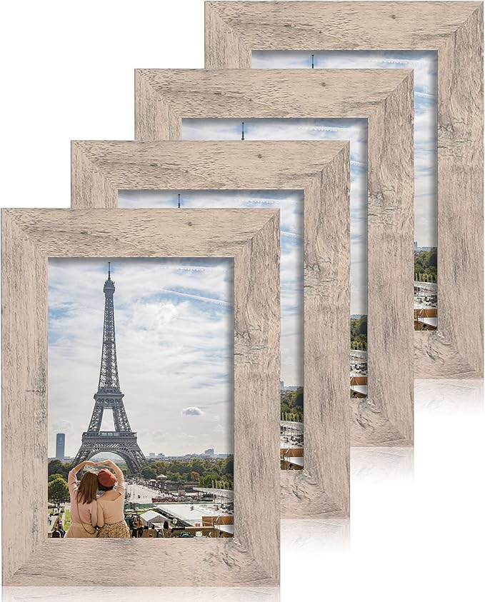 4x6 Picture Frame Set of 4, High Definition Real Glass Smoke Gray Frame by iRahmen