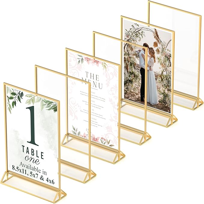 Gold Picture Frames Double-Sided, Menu Holders, and Photo Displays by DasherProducts