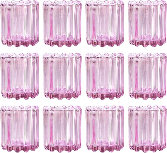 GOLDEAL 24Pcs Pink Glass Votive Candle Holders Tealight Holders Decorative by GOLDEAL