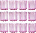 GOLDEAL 12Pcs Pink Glass Votive Candle Holders Tealight Holders Decorative by GOLDEAL