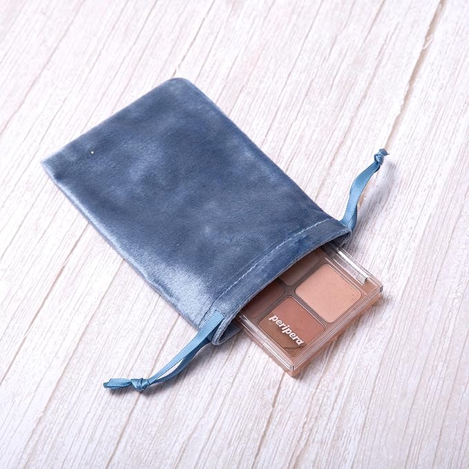 QIANF 12pcs Dusty Blue Velvet Drawstring Bags 4x6 inches Glossy Small Velvet - Image 9