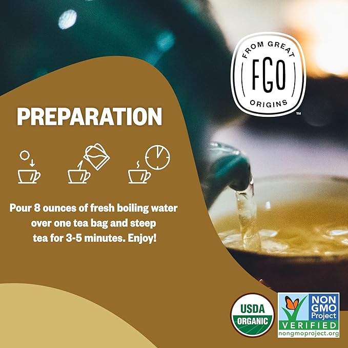 FGO Organic Chamomile Tea, 100 Eco-Conscious Tea Bags, Caffeine Free, - Image 5