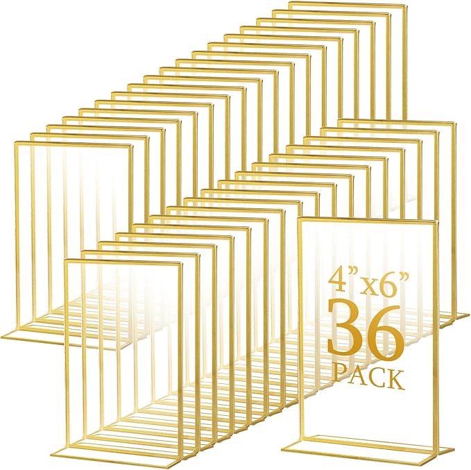 Hoteam 36 Pack Gold Acrylic Sign Holders by Hoteam