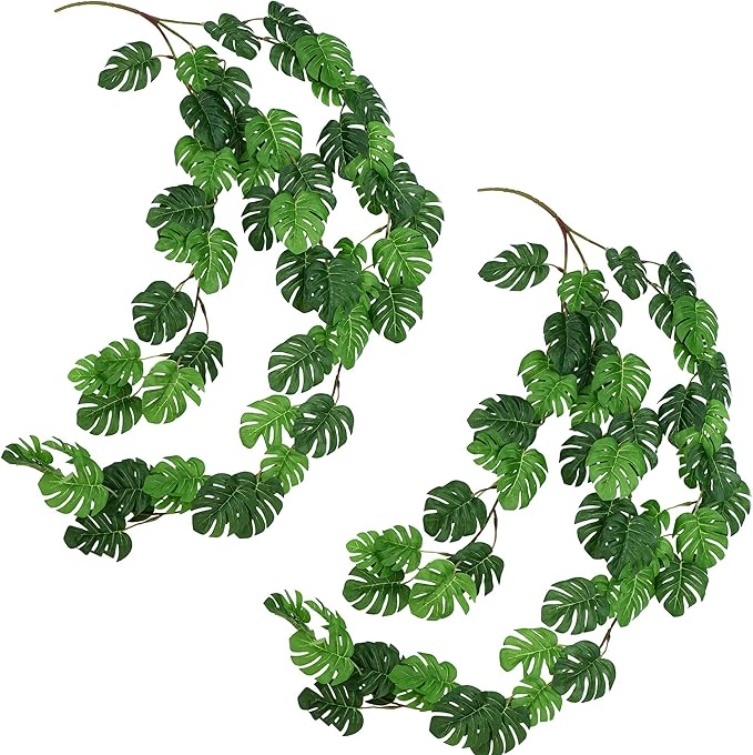 FiveSeasonStuff Monstera Plant Garlands, Artificial Leaf Bendable Vines by FiveSeasonStuff
