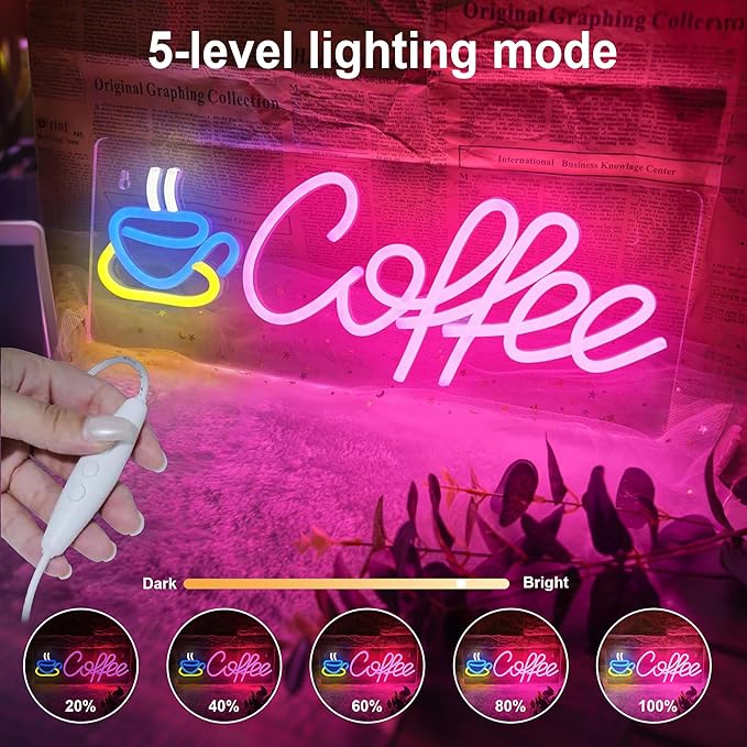 Coffee Neon Sign, Dimmable Coffee Bar Signs - Image 2
