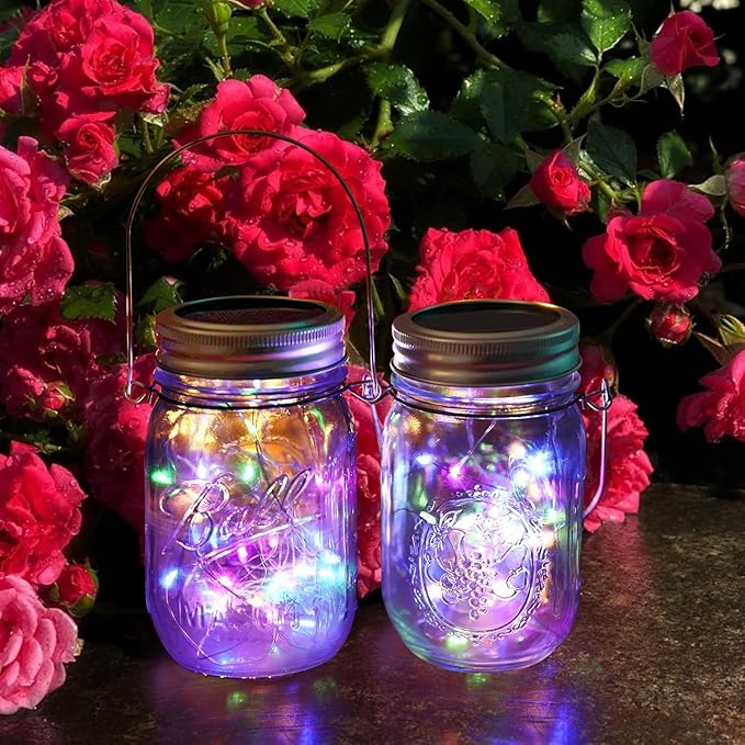 VOOKRY 12 Pack Solar Mason Jar Lights, 30 LED Mason Jar Lids Waterproof Firefly - Image 4