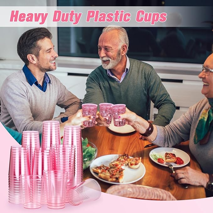 Minatee 100 Count Plastic Cups Disposable Fancy Cups Heavy Duty Wine Cocktail - Image 6