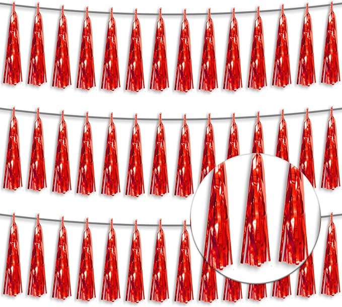 3P Metallic Fringe Tassel Banner Garland Foil Tinsel Streamer Wall Hanging by Xuuf
