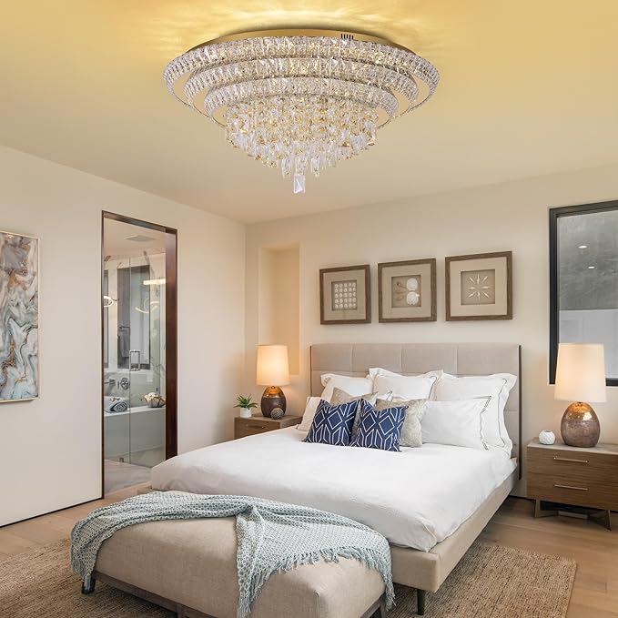 30 inch Crystal Gold Ceiling-Light Flush Mount - Image 5
