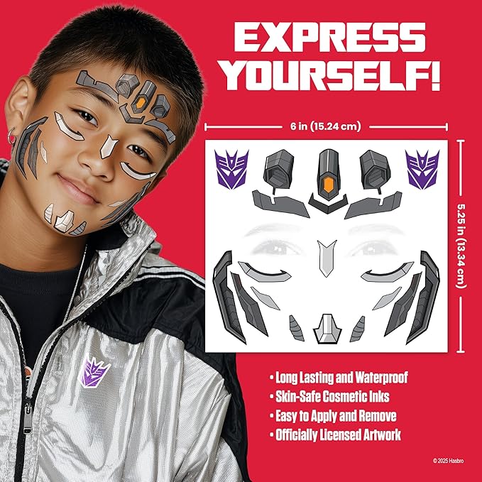 Transformers Costume Face Tattoos – Temporary Tattoo Set - Image 4
