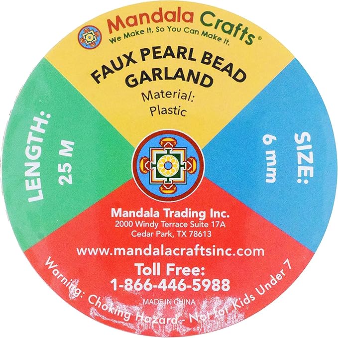 Mandala Crafts 6mm Faux Black Pearl Beads Roll - Image 4