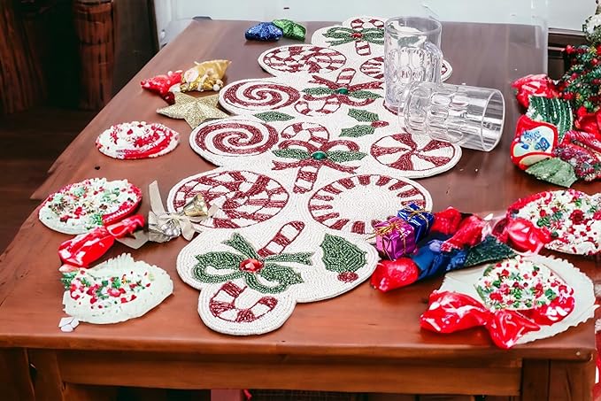 CLEENTABLE Handcrafted Beaded Table Runner – 36"x13" Art Deco Home Decor & - Image 9