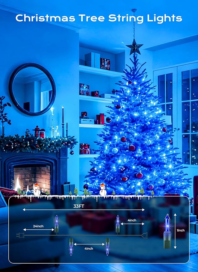 Minetom LED Blue Christmas String Lights, Christmas Decorations Indoor - Image 5