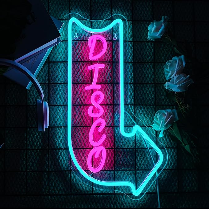Looklight Disco Neon Signs for Wall Decor Pink Blue LED Word Light Sign - Image 2