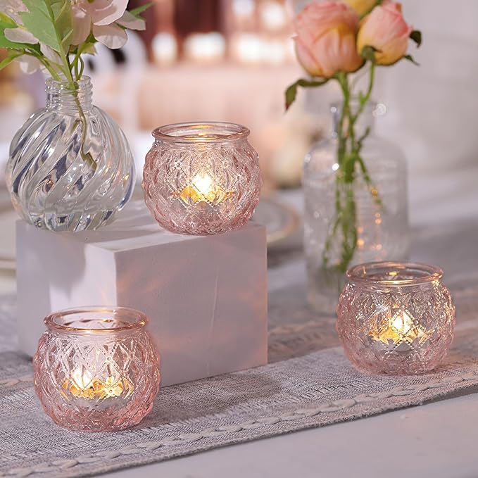 DARJEN 12Pcs Pink Votive Candle Holders - Image 6