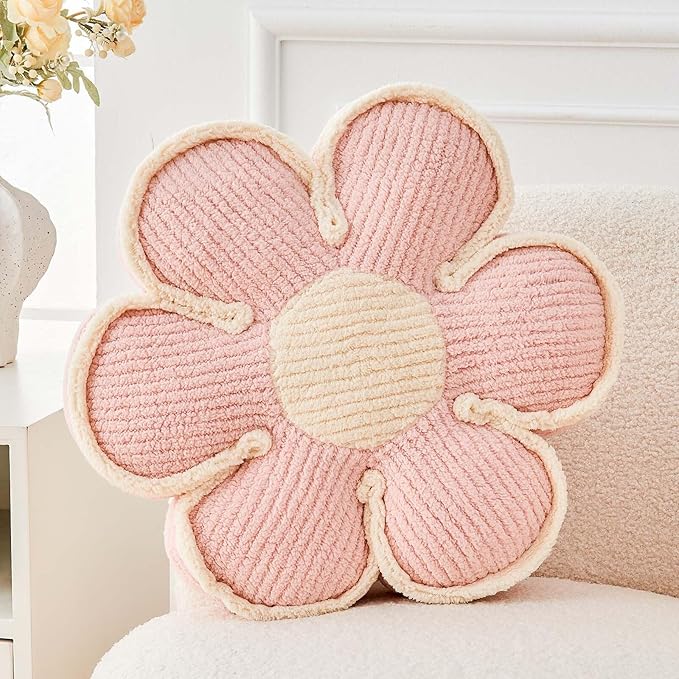 Flower Pillow, Soft Flower Decorative Throw Pillow, Cute Daisy Flower Shaped by Kcvvcr