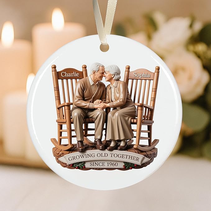 Love Signal Growing Old Together Christmas Ornament, Personalized Couple by LoveSignal