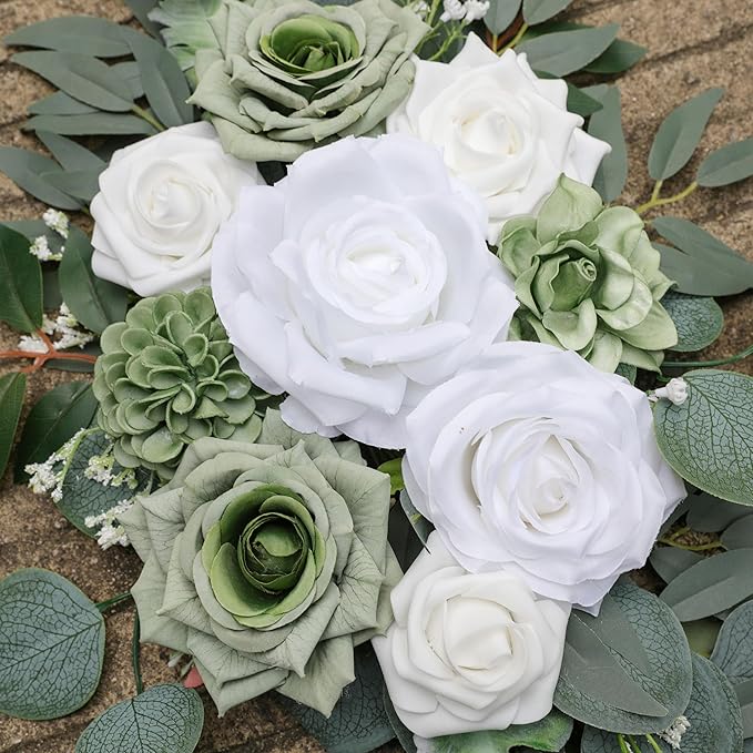 ponatia Wedding Arch Flowers, Artificial Sage Green Wedding Flowers - Image 7