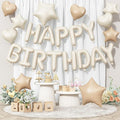 Happy Birthday Balloon Banner Cream, 16 Inch Beige Mylar Foil Letter Balloons by Togvu