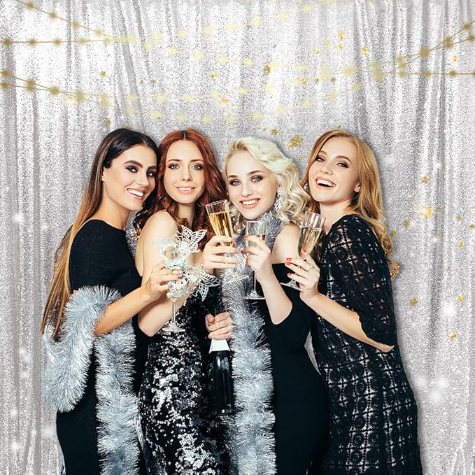PartyDelight Silver Sequin Backdrop Photography Curtain Special Events Party - Image 8