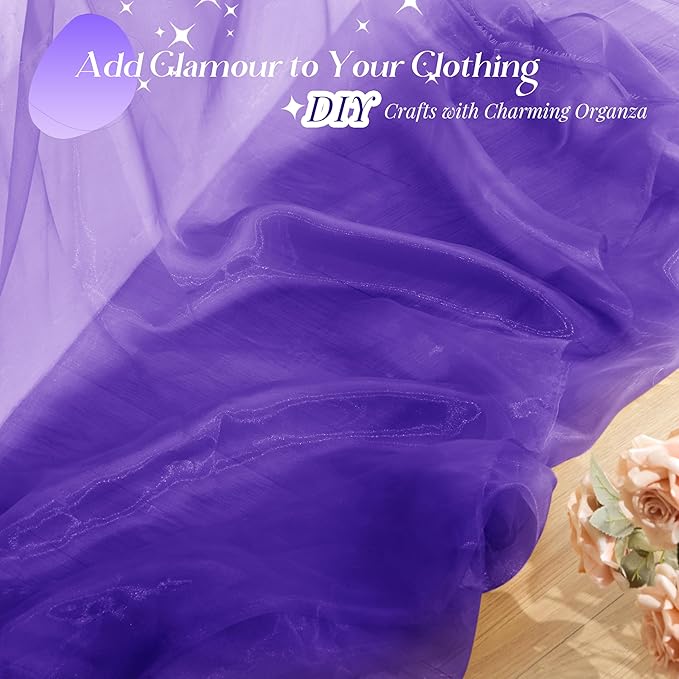 P Pothuiny Sheer Organza Fabric by The Yard, 1 Yard x 60 Inch Wide Bridal - Image 4
