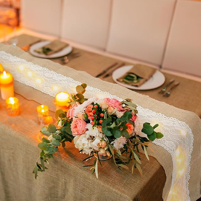 Xinnun 6 Pcs Burlap Table Runner - Image 6